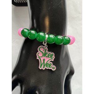 Alpha Kappa Alpha Natural Agate Beaded SKEE WEE Charm Bracelet
